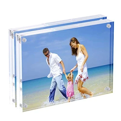Bild av AMEITECH Akryl bildramar 10 x 15 cm (4 6 tum klar dubbelsidig blockset, skrivbord ramlös magnetisk fotoram set med 2