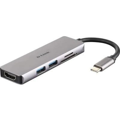 Bild av D Link DUB M530 USB typ C hub 5 i 1 adapter med HDMI 4K och 1080p 2 3.0/USB2.0 portar SD kortläsare SDHC SDXC