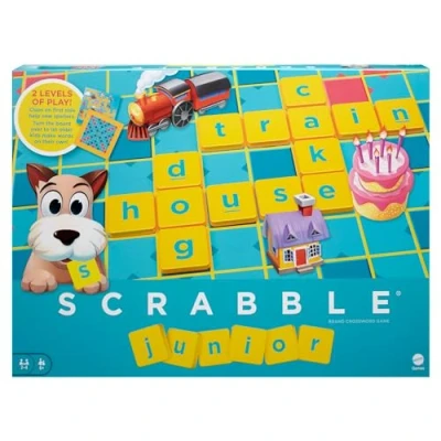 Bild av Scrabble Junior Kids Crossword Game with 2 Games In 1, Sided Board, to 4 Players, Ages 6 10 Years Old, Y9667(Packaging May Vary)