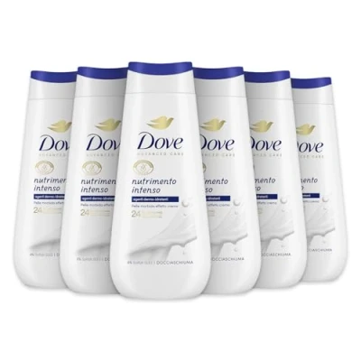 Bild av Dove Bubbelbad Intensiv näring, fuktgivande duschtvål, mild formel på hudens mikrobiom, med vegetabiliska fuktmedel, sulfatfria SLES, duschbad för män och kvinnor, 6 st 225 ml