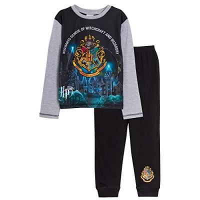 Bild av Harry Potter pyjamas full längd pyjamasset pojkar flickor barn Hogwarts Gryffidor berlocker Chibi karaktär nattkläder, Svart Hogwarts, 13 År