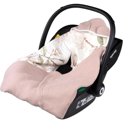 Bild av Lionelo TRAVEL filt varm babyhandduk för barnstol, bärväska, barnvagn, året runt, mjuk babyfilt 90 x cm, kardborreband, 100% bomull