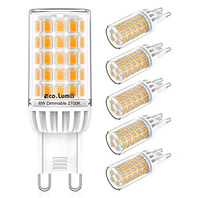 Bild av Eco.Luma G9 LED dimbara lampor 6 W, varmvit 2 700 K glödlampor ersättning för 50 W 60 halogenlampor, standard sockel glödlampa inget flimmer, AC 220240 V, 360 strålvinkel, lampor, 5 pack