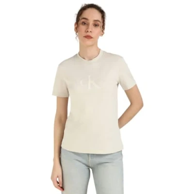 Bild av Calvin Klein Jeans Glossy Monologo Regular TEE Tshirt med print, Storlek: XS, Moonbeam