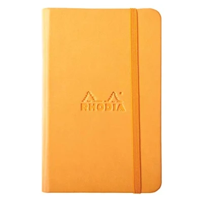 Bild av RHODIA 118078C styv notebook webnotebook orange A6 192 sidor vanligt elfenbensfärgat papper 90 g/m bokmärke, elastisk stängning fodral i fuskläder