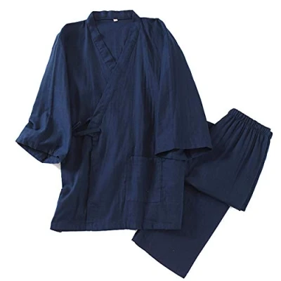 Bild av Japansk kimono i bomull, hanfu, antik pyjamas, kostym, plusstorlek, taoist kläder, zen Color26, M