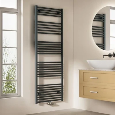 Bild av EMKE Badrumsradiator 160 x 60 cm, handduksradiator, centeranslutning, badrumsradiator, handduksvärmare, handdukstork, antracitgrå, 761 W