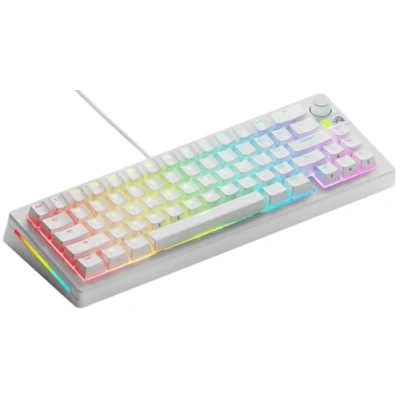 Bild av Glorious Gaming GMMK 3 anpassat mekaniskt gamingtangentbord, 65% kompakt, modulärt packningssystem, doubleshot PBT tangenter, aluminiumplatta, utbytbara och 5 stiftsbrytare, USA QWERTY Vit