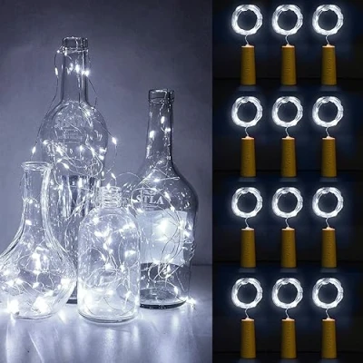 Bild av Vicloon flaskljus, 12 pack ljusslingor vinlampor med kork, 2 m 20 LED lampor koppartråd batteridrivna coola vita gör det själv dekoration för fester, bröllop, utomhus