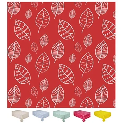 Bild av Home Direct Bordsduk vaxduk PVC rektangel 140 x 240 cm röda blad