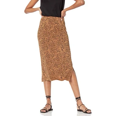 Bild av Amazon Essentials stickad midikjol för kvinnor (finns i plusstorlek), Mörk kamel leopard, S