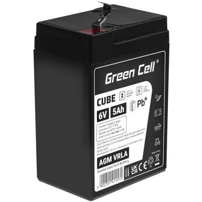 Bild av Green Cell AGM 6 V 5 Ah batteri VRLA blybatteri ersättningsbatteri batteribatteri cykelsäker obemannad leksak elektrisk larm nödström barnfordon barnfyrhjuling