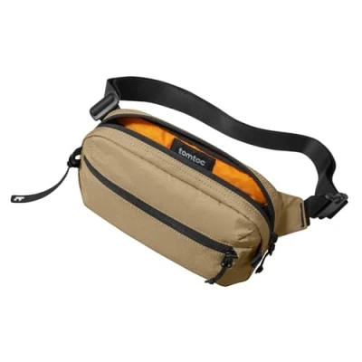 Bild av tomtoc 1.5 Liter Chest Bag med RFID skydd, Sling Crossbody för män kvinnor, vattenavvisande lättviktig liten axelväska resor utomhus dagligen, Brun