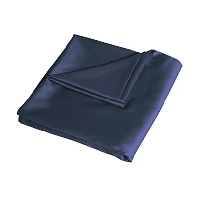 Bild av Sleepdown Underlakan 100% bomull satin mjukt mysigt 300 trådtäthet lyxiga sängkläder marinblått enkel (180 cm x 240 cm), 5056242826125