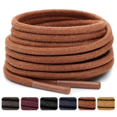 Bild av Stepace Runda vaxade skosnören [2 par] slitstarka skoband för kostymskor,ca 2,53 mm i diameter,66 cm 135 längd brun 96