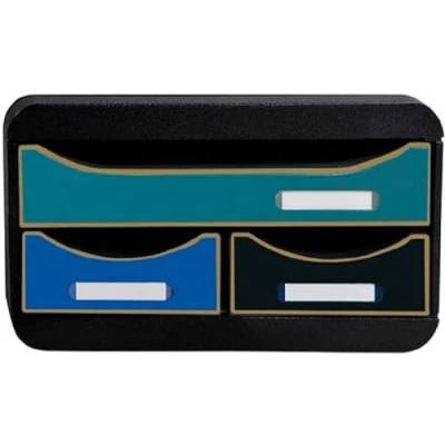 Bild av Exacompta Ref. 311505D SMALL BOX mini 3 lådor Neo Deco 1 låda för A4+ dokument 2 smala små tillbehör, pennor, anteckningar Mått 34,7 x 27,8 13,5 cm