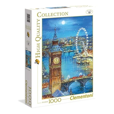 Bild av Clementoni 39319 Christmas Collection Santa snöflingor på Big Ben pussel 1 000 delar, julpussel vuxna, skicklighetsspel för hela familjen, flerfärgad