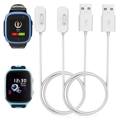 Bild av 2 stycken magnetisk laddningskabel kompatibel med Xplora X5/X4, bärbar USB kabel ersättning laddare för X5 Play/4, vit och