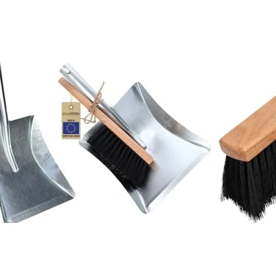 Bild av ToolSpace 2 delat sopkit galvaniserad spade och träkvast bärbar rengöringsborste manuell sopning Syntetfiberborste öppen spis, hem trädgård