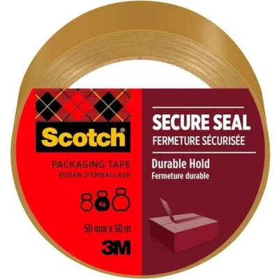 Bild av Scotch förpackningstejp för säker förslutning, brun, 50 mm x m, 1 rulle/förpackning perfekt att stänga paket och kartonger