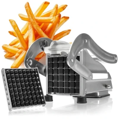 Bild av COM FOUR® pommes frites Potatisskärare i rostfritt stål Press med 2 skär Frukt , grönsaks och ostskärare, tål diskmaskin (Edelstahl + Saugnapf)
