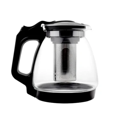 Bild av NORDIC SCHILLER Premium tekanna glas, värmebeständig glaskanna med lock 1,7 liter siktinsats termo rostfritt stål filter sil, temaker, sil av glas