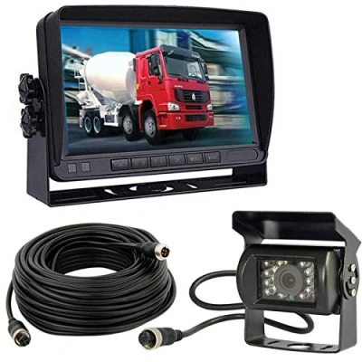 Bild av 12 V 24 parkeringskamera bildskärmssystem 7 tum LCD HD skärm med solskyddsfäste + vattentät 18 LED mörkerseende omvänd backup backkamera 10 m kabel för hus/buss/släpvagn/lastbil
