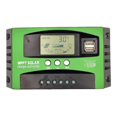 Bild av Yoving 100 A MPPT solladdningsregulator vattentät för 12 V/24 V solsystem max. PV ingång LCD skärm (solmoduler, batterier, husbilar) grön