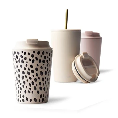 Bild av MAMEIDO termomugg 350ml, läckagesäker kaffemugg to go tillverkad av rostfritt stål, dubbelväggig isolerad, läckagesäker, coffee mugg, håller värmen (Almond Flakes, 0,35l)