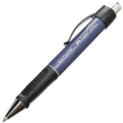 Bild av Faber Castell 140732 kulspetspenna GRIP PLUS BALL, Mine M, skaftfärg blå metallisk, bläckfärg blå, 1 st