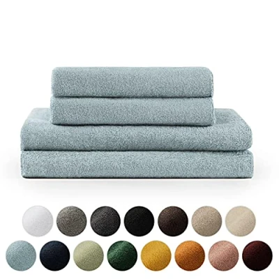 Bild av Blumtal Handduksset 2 Badhanddukar 70x140 Badhandduk 50x100 Mjuk och absorberande 100% bomull Oeko TEX® certifierad Ljusblå