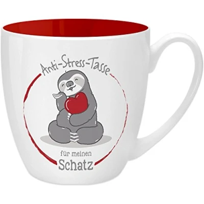 Bild av Gruss &amp; Co 45520 anti stress kopp för skatten, 45 cl, present, nytt benporslin, röd, 9,5 cm