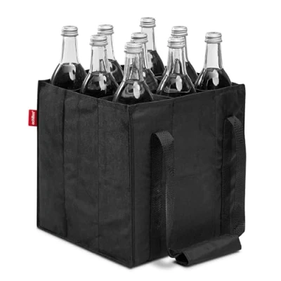 Bild av Achilles flaskväska, flaskväska för 9 x 1,5 liter flaskor, bottlebag, bärväska med skiljeväggar shoppingväska fack, 27 cm (svart)