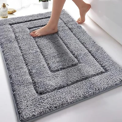 Bild av DUNSOO Badrumsmatta, halkfri tvättbar, mjuk badrumsmatta vattenabsorberande mikrofiber badmatta för dusch, badkar och toalett grå, 40 x 60 cm