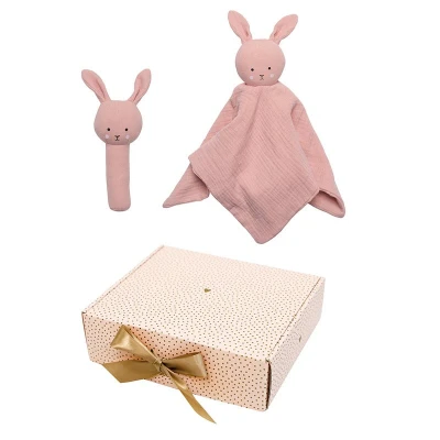 Bild av Jabadabado presentkit snuttefilt/skallra, bunny rosa