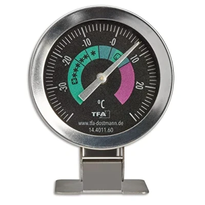 Bild av TFA Dostmann kylskåpstermometer analog 14.4011.60 av rostfritt stål också lämplig för frysning kylhus upp till 40 grader C silver, enkelförpackning