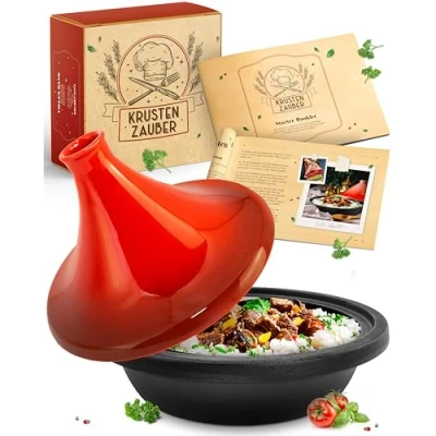Bild av KRUSTENZAUBER Tajine Gryta 27 cm högkvalitativt gjutjärn orientalisk induktion och ugnssäker, kruka, marockansk tajin, tachine, tagine, tahini, Tajines, Tahin