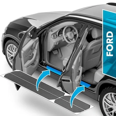 Bild av uProtect skyddsfilm för trösklar till bildörrar Ford Kuga 3 (III) I 2019 2024 skyddsfolie bildörr lackskyddsfolie med installationstillbehör svart kolfiberlook