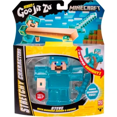 Bild av BANDAI CO42766 hjältar av Goo JIT Zu actionfigur, Minecraft Universe, Steve, Klämma och krossa, flerfärgad