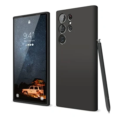 Bild av elago Kompatibel med Samsung Galaxy S23 Ultra fodral, flytande silikonfodral, heltäckande skyddsfodral, stötsäkert, smalt telefonfodral, reptåligt mjukt mikrofiberfoder, 6,8 tum (svart)