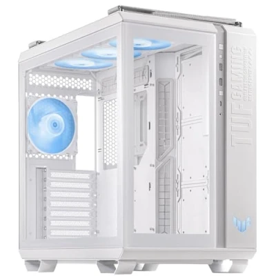 Bild av ASUS TUF Gaming GT502 Plus White ATX gamingchassi (dubbelkammare, oberoende kylzoner för CPU och GPU verktygsfria sidopaneler, USB 3.2 Gen 2 typ C på framsidan)