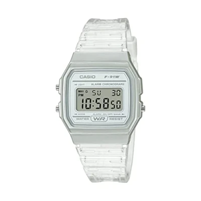 Bild av Casio Classic F91W serien Kvartsur vattentålig 1/100 sekunders stoppur Dagligt larm Timtidssignal Automatisk kalender SS Caseback 12/24 timmars format, Klar,