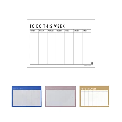 Bild av Design Letters Weekly Planner planeringsverktyg, spåra dina aktiviteter, arbete, måltider och mer. Enkel rivning av sidorna efter användning, 60 sidor, A4 block, L: 29,7 x B: 21 cm