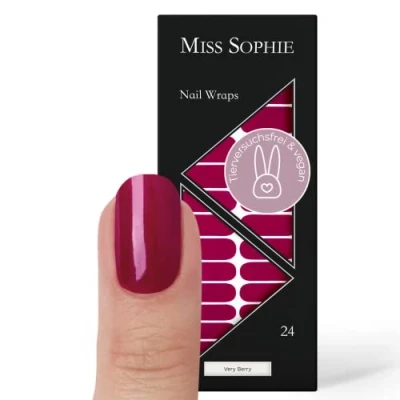 Bild av Miss Sophie nagelfolie Very Berry, enfärgad, röd, 24 ultratunna självhäftande långvariga nagelfolier