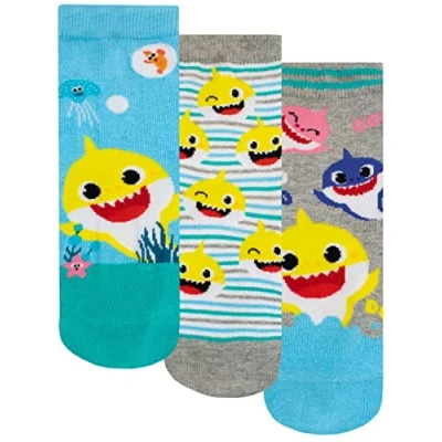 Bild av Pinkfong Baby Shark Barnsockor 3 paket mjuka strumpor för pojkar och flickor Flerfärgad 27 30