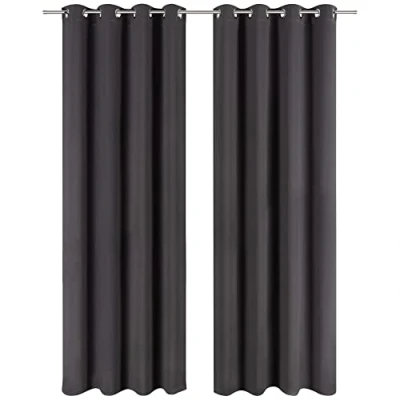 Bild av Blumtal Set med 2 mörkläggningsgardiner värmeisolerande gardin mörkläggningsgardin öljetter fönstergardin för alla årstider, 132 x 160 cm, antracit