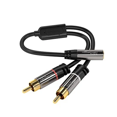 Bild av KabelDirekt 0,2m 3,5mm till RCA adapter (adapter 2 x hane hona) PRO serien