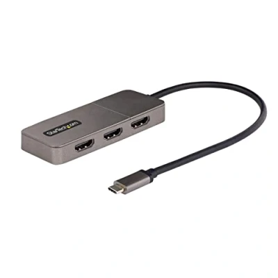 Bild av StarTech.com 3 port USB C multibildskärmsadapter, till 3X HDMI MST hub, trippel 4K 60 Hz Laptop Display Extender/Splitter, HDR, extra långt Integ. Kabel endast Windows (MST14CD123HD)