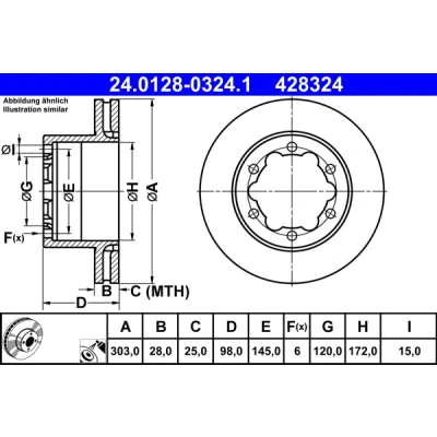 Bild av Bromsskiva Ate 24.0128 0324.1