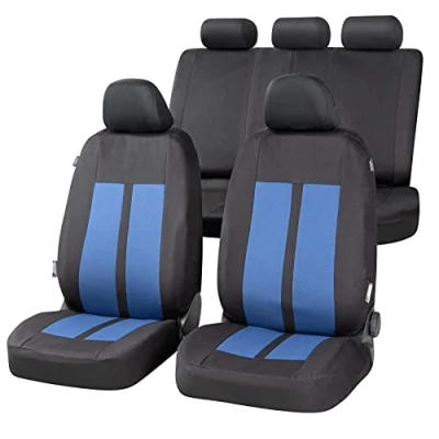 Bild av Walser Bilsätesskydd Elphin komplett set, universella bilsätesskydden blå svart, sätesskydd polyester 13312
